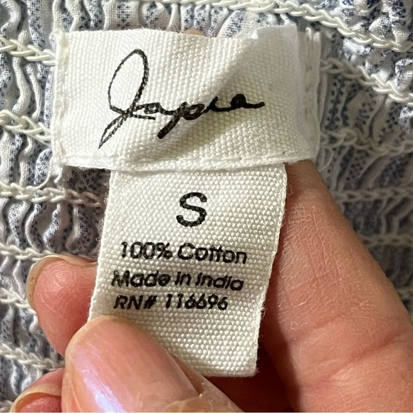 Japna 100% Cotton Blue White Pinstriped Eyelet Ruffle Maxi Dress S Cottagecore - Picture 9 of 13